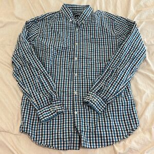 Banana Republic Grant Fit Pinpoint Oxford Gingham Shirt • Blue/White • Size L •